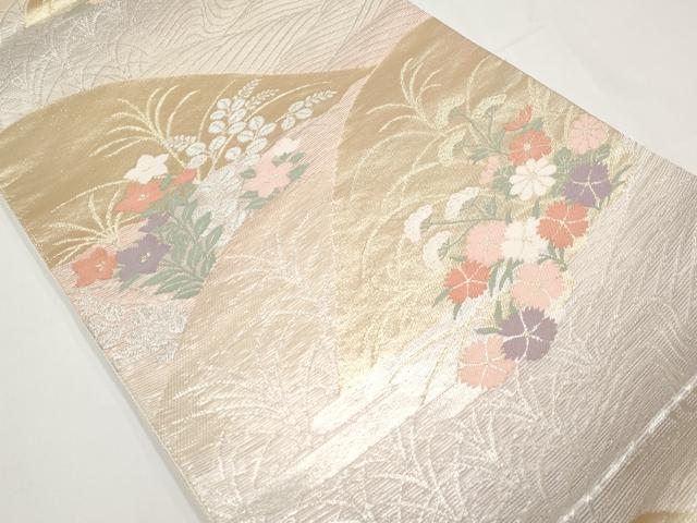平和屋着物＊夏物　六通柄袋帯　遠山秋草文　金銀糸　正絹　逸品　CABI8701tx