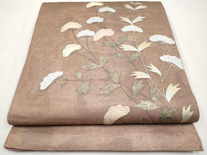 平和屋着物＊夏物　太鼓柄袋帯　刺繍　女郎花　金銀彩　正絹　逸品　CABI8702tx