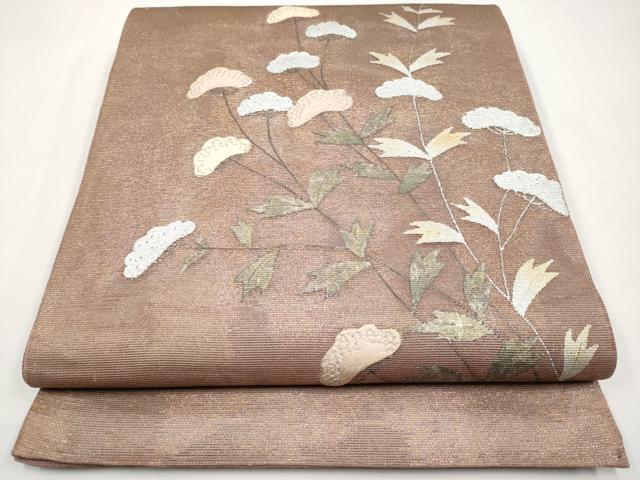 平和屋着物＊夏物　太鼓柄袋帯　刺繍　女郎花　金銀彩　正絹　逸品　CABI8702tx