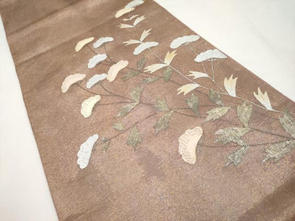 平和屋着物＊夏物　太鼓柄袋帯　刺繍　女郎花　金銀彩　正絹　逸品　CABI8702tx