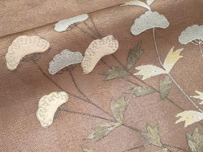 平和屋着物＊夏物　太鼓柄袋帯　刺繍　女郎花　金銀彩　正絹　逸品　CABI8702tx