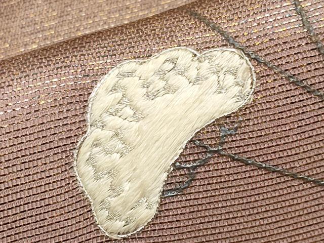 平和屋着物＊夏物　太鼓柄袋帯　刺繍　女郎花　金銀彩　正絹　逸品　CABI8702tx