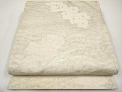 平和屋着物＊夏物　六通柄袋帯　草花文　銀糸　正絹　逸品　CABI8706tx