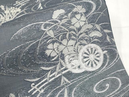 平和屋着物＊夏物　六通柄袋帯　花車文　銀糸　正絹　逸品　未使用　CABI8707tx
