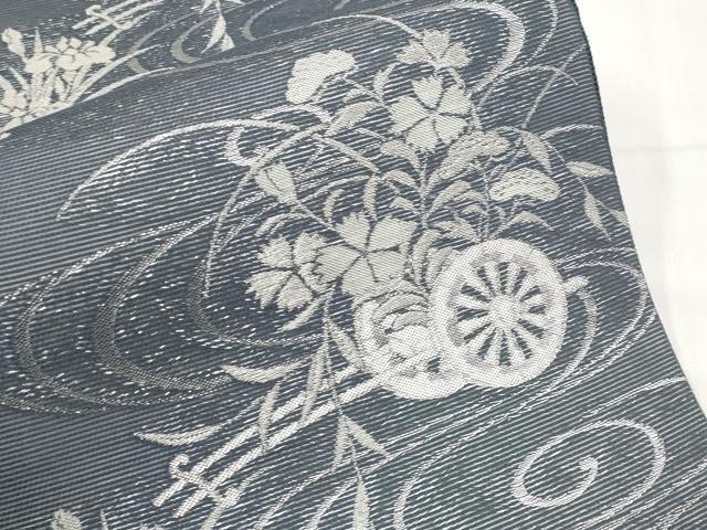 平和屋着物＊夏物　六通柄袋帯　花車文　銀糸　正絹　逸品　未使用　CABI8707tx