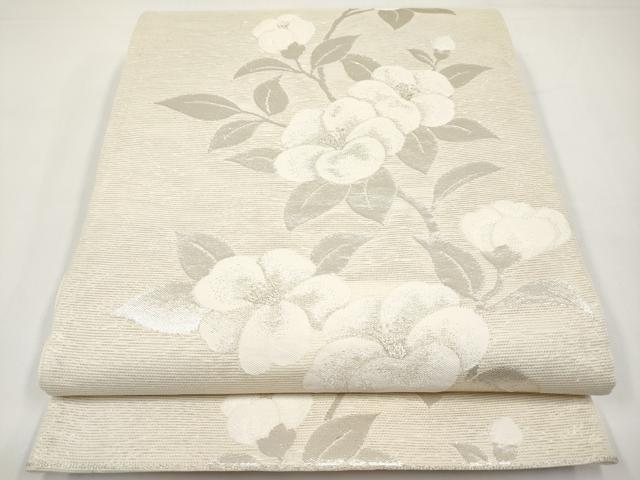 平和屋着物＊夏物　六通柄袋帯　枝椿　銀糸　正絹　逸品　CABI8710tx