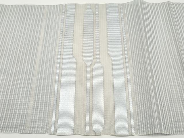 平和屋着物＊夏物　八寸名古屋帯　絽綴れ　横段文　薄雲鼠色　正絹　逸品　CABI8711tx