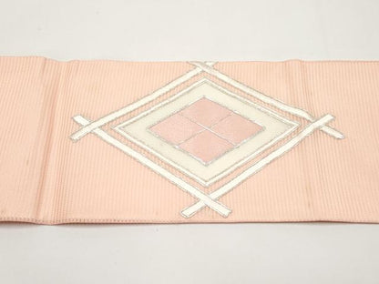 平和屋着物＊夏物　九寸名古屋帯　駒刺繍　菱文　正絹　逸品　CABI8712tx