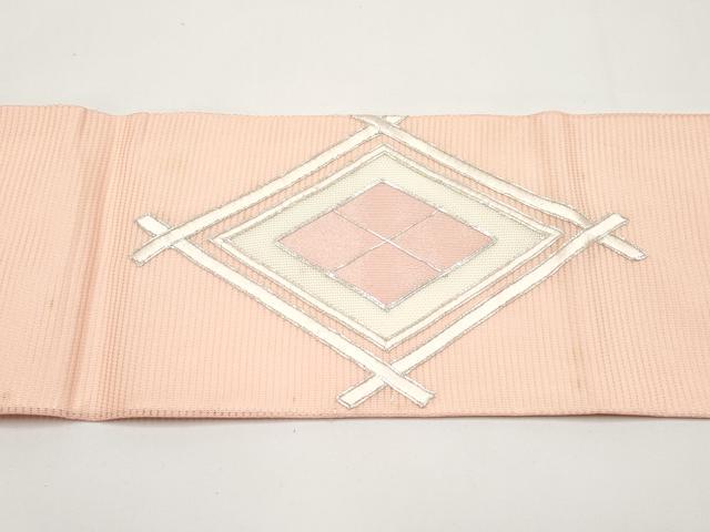 平和屋着物＊夏物　九寸名古屋帯　駒刺繍　菱文　正絹　逸品　CABI8712tx