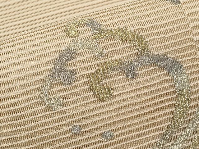 平和屋着物＊夏物　八寸名古屋帯　絽綴れ　短冊立波文　金銀糸　正絹　逸品　CABI8714tx