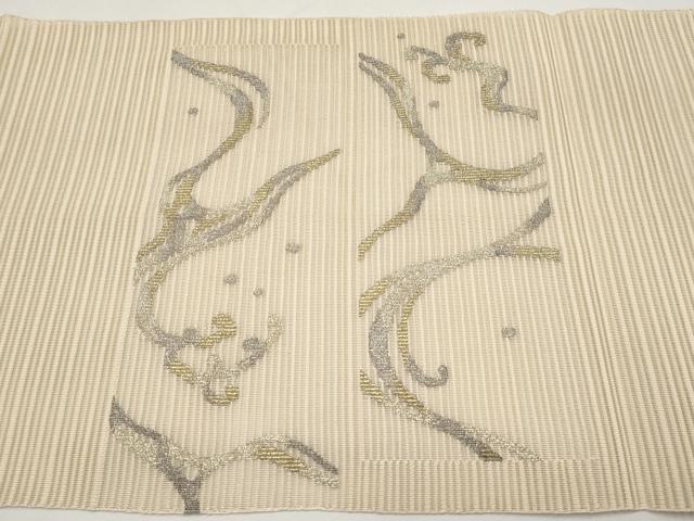 平和屋着物＊夏物　八寸名古屋帯　絽綴れ　短冊立波文　金銀糸　正絹　逸品　CABI8714tx
