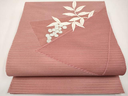 平和屋着物＊夏物　八寸名古屋帯　絽綴れ　南天文　銀糸　正絹　逸品　未使用　CABI8715tx