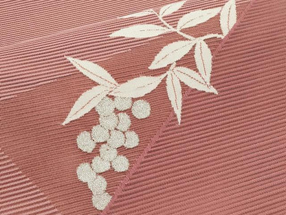 平和屋着物＊夏物　八寸名古屋帯　絽綴れ　南天文　銀糸　正絹　逸品　未使用　CABI8715tx