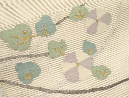 平和屋着物＊夏物　八寸名古屋帯　絽綴れ　枝花文　金銀糸　正絹　逸品　CABI8718tx