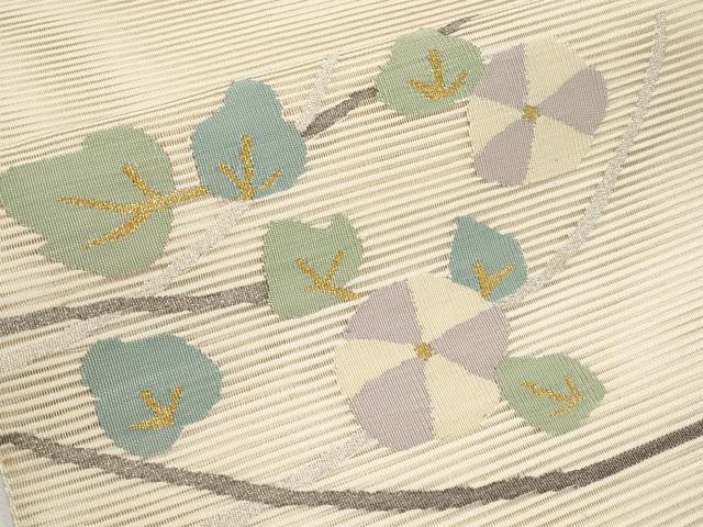 平和屋着物＊夏物　八寸名古屋帯　絽綴れ　枝花文　金銀糸　正絹　逸品　CABI8718tx