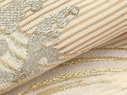 平和屋着物＊夏物　八寸名古屋帯　絽綴れ　立波文　金銀糸　正絹　逸品　CABI8719tx