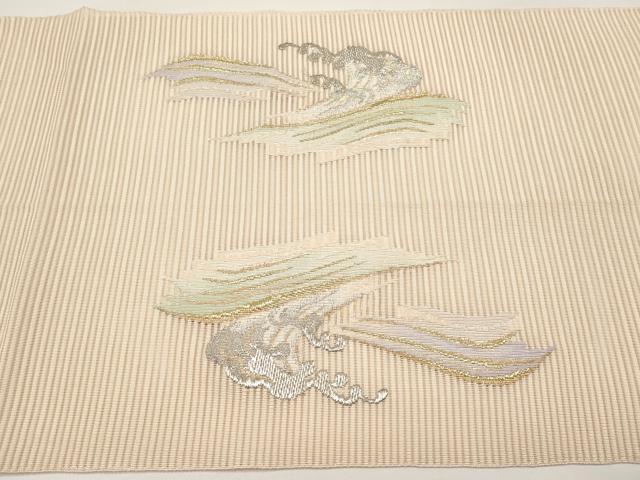 平和屋着物＊夏物　八寸名古屋帯　絽綴れ　立波文　金銀糸　正絹　逸品　CABI8719tx