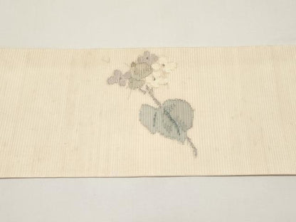 平和屋着物＊夏物　九寸名古屋帯　枝花文　銀糸　正絹　逸品　CABI8720tx