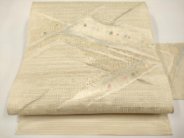 平和屋着物＊夏物　八寸名古屋帯　すくい織　抽象文　正絹　逸品　CABI8727tx