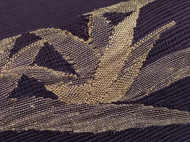 平和屋着物＊夏物　八寸名古屋帯　立波草木文　金糸　正絹　逸品　CABI8728tx