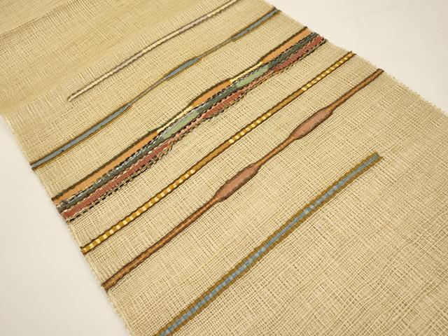 平和屋着物＊夏物　八寸名古屋帯　メガネ織　横段文　金銀糸　正絹　逸品　CABI8729tx