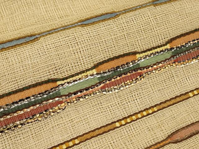 平和屋着物＊夏物　八寸名古屋帯　メガネ織　横段文　金銀糸　正絹　逸品　CABI8729tx