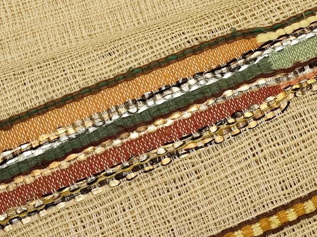 平和屋着物＊夏物　八寸名古屋帯　メガネ織　横段文　金銀糸　正絹　逸品　CABI8729tx