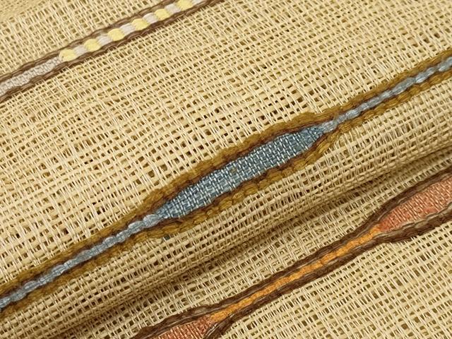 平和屋着物＊夏物　八寸名古屋帯　メガネ織　横段文　金銀糸　正絹　逸品　CABI8729tx