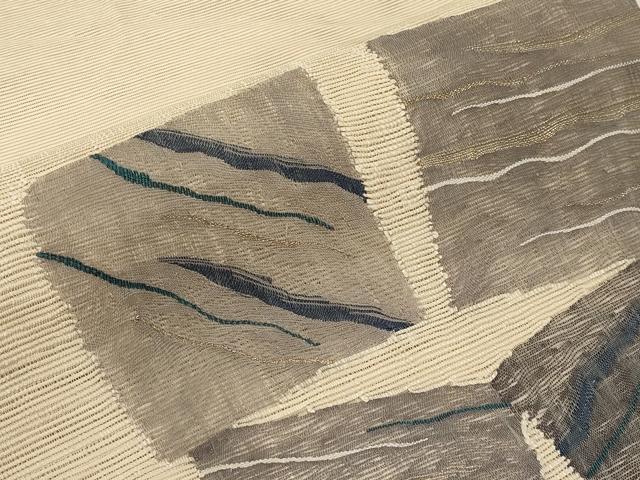 平和屋着物＊夏物　八寸名古屋帯　色紙文　金糸　正絹　逸品　CABI8730tx