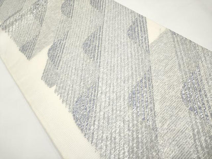 平和屋着物＊夏物　六通柄袋帯　斜線文　銀糸　正絹　逸品　CABI8740tx