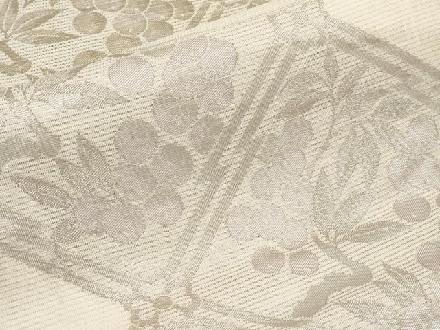 平和屋着物＊夏物　九寸開き名古屋帯　南天文　金銀糸　正絹　逸品　CABI8741tx