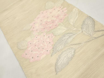 平和屋着物＊夏物　八寸名古屋帯　紫陽花　銀糸　正絹　逸品　CABI8744tx
