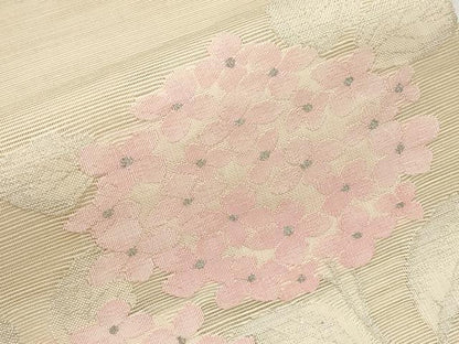 平和屋着物＊夏物　八寸名古屋帯　紫陽花　銀糸　正絹　逸品　CABI8744tx