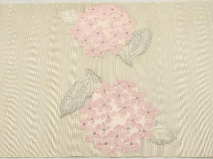 平和屋着物＊夏物　八寸名古屋帯　紫陽花　銀糸　正絹　逸品　CABI8744tx