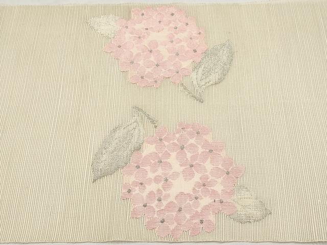 平和屋着物＊夏物　八寸名古屋帯　紫陽花　銀糸　正絹　逸品　CABI8744tx