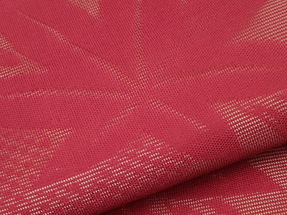 平和屋着物＊夏物　九寸名古屋帯　笹竹楓文　臙脂色　正絹　逸品　CABI8745tx