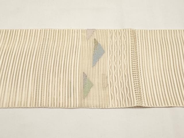 平和屋着物＊夏物　八寸名古屋帯　絽綴れ　横段文　金銀糸　正絹　逸品　CABI8748tx