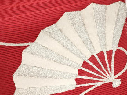 平和屋着物＊夏物　八寸名古屋帯　絽綴れ　扇面文　銀糸　正絹　逸品　CABI8749tx