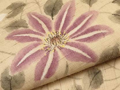 平和屋着物＊夏物　九寸名古屋帯　作家物　手描き　枝花文　麻　逸品　CABI8753tx