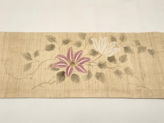 平和屋着物＊夏物　九寸名古屋帯　作家物　手描き　枝花文　麻　逸品　CABI8753tx