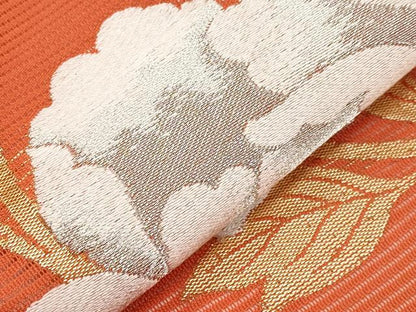 平和屋着物＊夏物　九寸名古屋帯　牡丹唐草文　金銀糸　正絹　逸品　CABI8754tx