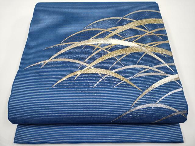 平和屋着物＊夏物　九寸開き名古屋帯　芝草文　金銀糸　正絹　逸品　CABI8758tx