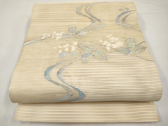 平和屋着物＊夏物　八寸名古屋帯　絽綴れ　流水枝葉文　金銀糸　正絹　逸品　CABI8762tx
