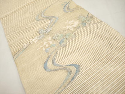 平和屋着物＊夏物　八寸名古屋帯　絽綴れ　流水枝葉文　金銀糸　正絹　逸品　CABI8762tx
