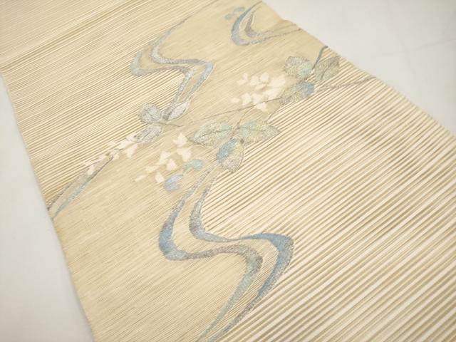 平和屋着物＊夏物　八寸名古屋帯　絽綴れ　流水枝葉文　金銀糸　正絹　逸品　CABI8762tx