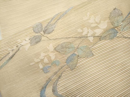 平和屋着物＊夏物　八寸名古屋帯　絽綴れ　流水枝葉文　金銀糸　正絹　逸品　CABI8762tx