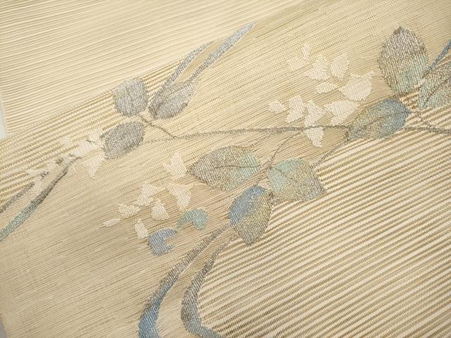 平和屋着物＊夏物　八寸名古屋帯　絽綴れ　流水枝葉文　金銀糸　正絹　逸品　CABI8762tx