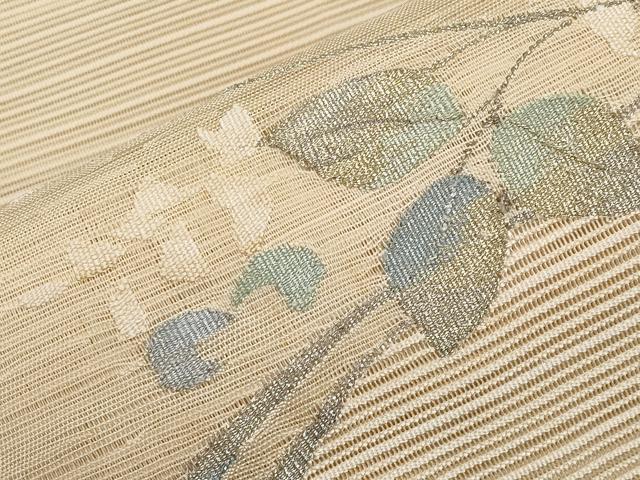 平和屋着物＊夏物　八寸名古屋帯　絽綴れ　流水枝葉文　金銀糸　正絹　逸品　CABI8762tx