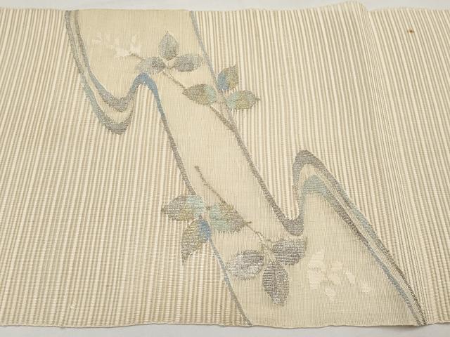平和屋着物＊夏物　八寸名古屋帯　絽綴れ　流水枝葉文　金銀糸　正絹　逸品　CABI8762tx