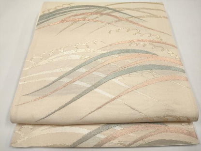 平和屋着物＊夏物　六通柄袋帯　立波文　金糸　正絹　逸品　CABI8766tx
